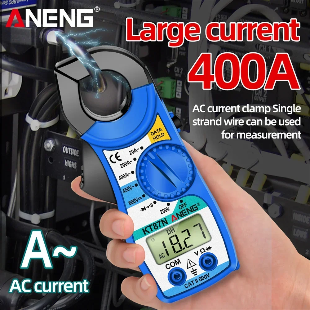 ANENG Multímetro Digital Alicate Medidores KT87N 600V AC/DC Tensão Corrente True RMS Multímetros Capacitância Ferramentas de Testador Elétrico