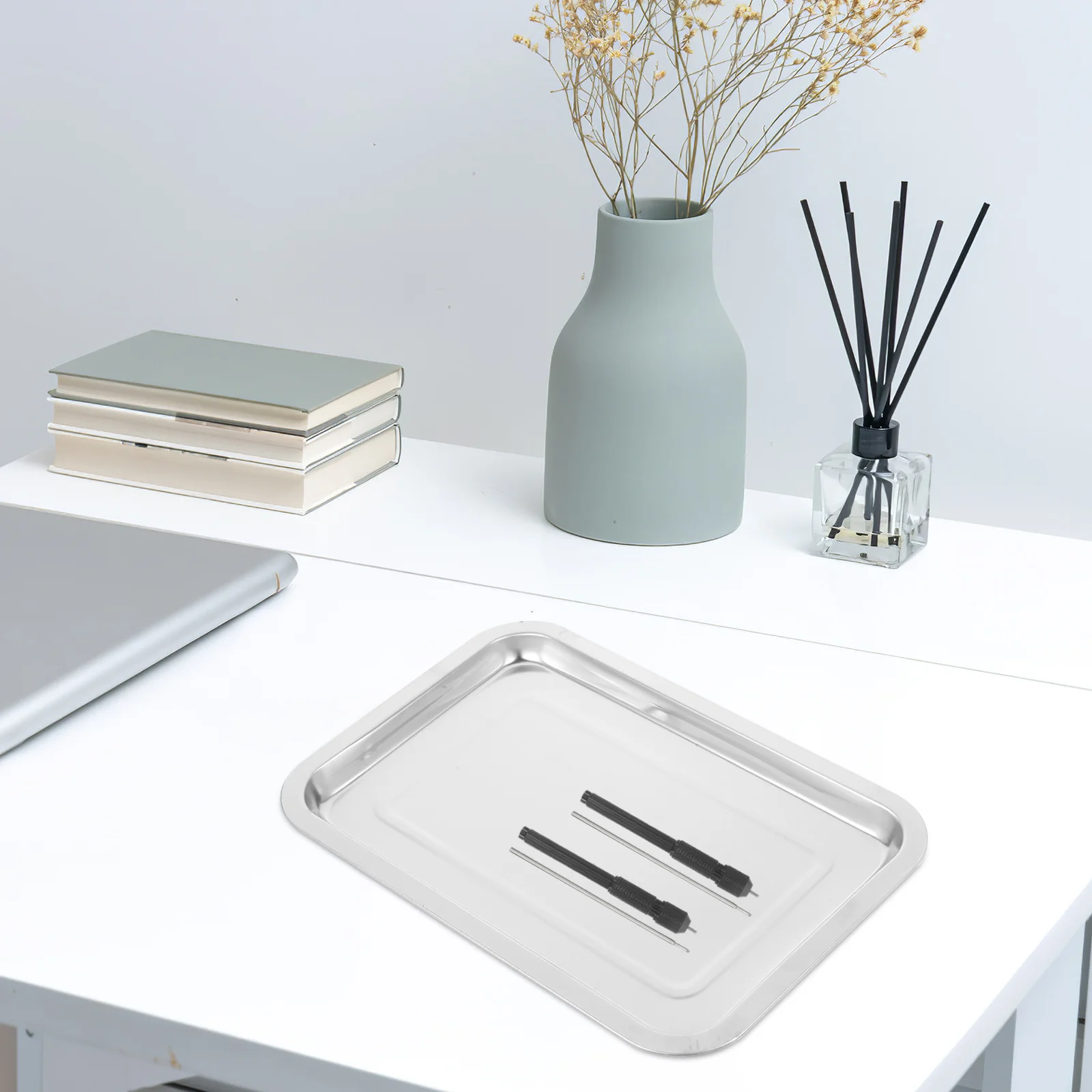 

2Pcs Tattoo Table Station Tray Premium Stainless Steel Tool Holder for Piercing and Tattoo Work Non Slip Surface