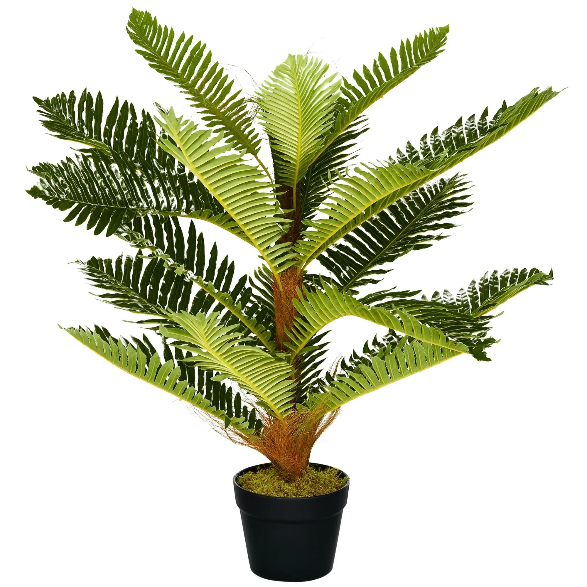 Palmier artificiel de 85 cm avec 18 grandes feuilles et pot pour salon et bureau