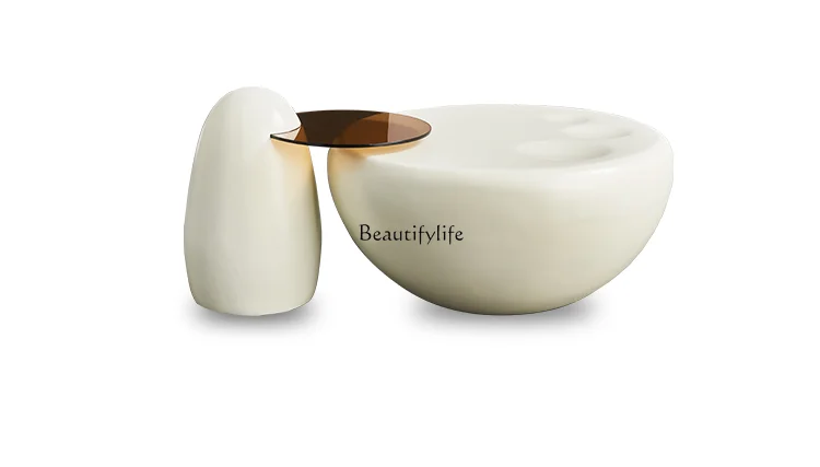 

Cream wind small apartment simple round coffee table cat paw living room side few combination