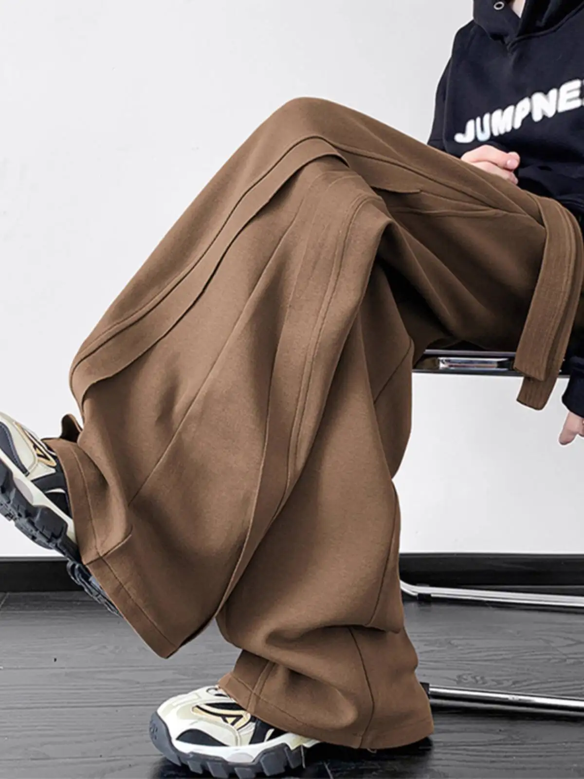 

Мужские брюки, осень 2023, высокие драпированные брюки для мужчин, японские Cityboy, свободные прямые широкие спортивные штаны больших размеров