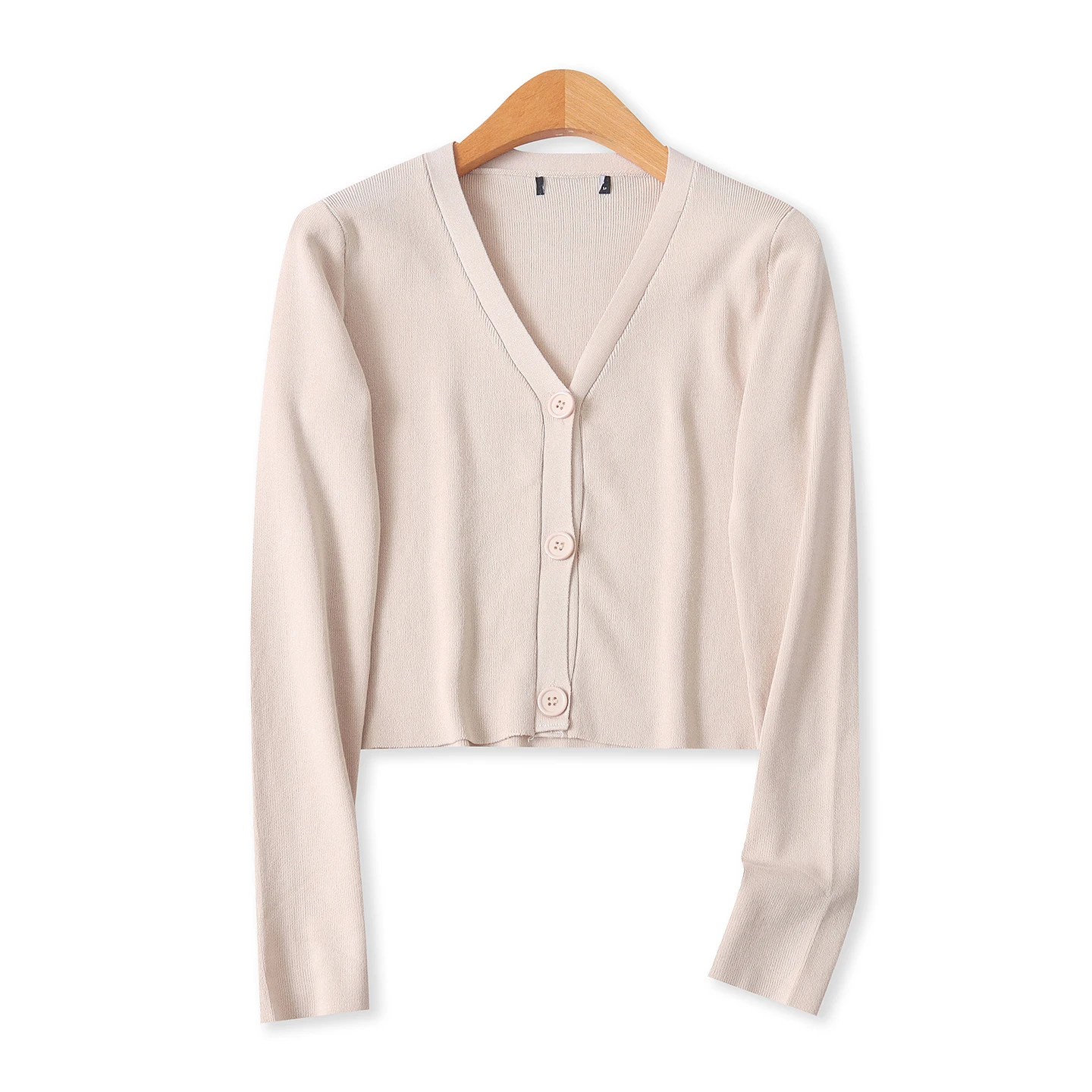 Spring Autumn Knitted V-Ne Long Sve ort Pure Color Button Cardigan Women's Faionable Sweater Slim Fit Lightweight