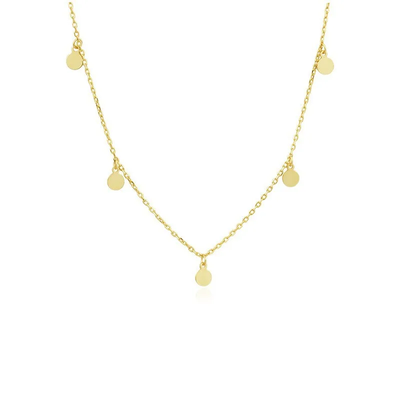 

Светлое роскошное ожерелье из стерлингового серебра 925 пробы с подвесками в виде диска, женские украшения, короткое простое колье на ключицу