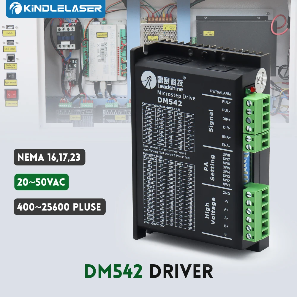 

2-фазный шаговый драйвер Leadshine DM542, 20-50 В переменного тока, 1,0-а, для NEMA17 NEMA23, контроллер шагового двигателя 42, 57, шаговый двигатель