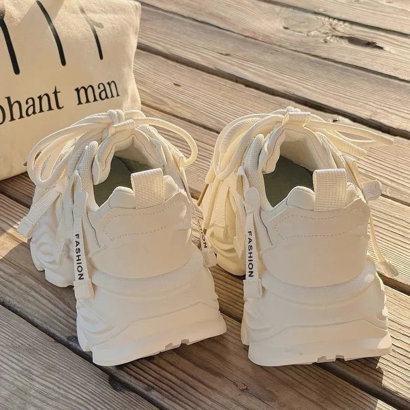 Zapatos de Mujer, Nueva Moda, Lujosos, Transpirables, Antideslizantes, Resistentes al Desgaste, Casuales para Exteriores, con Cordones, Suela Gruesa, Tipo Sneakers