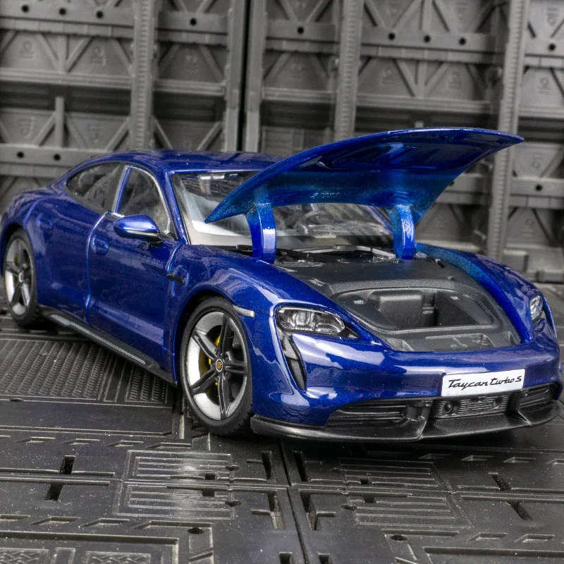 1:24 Diecast modello in lega di auto in miniatura Porsche Taycan auto sportiva elettrica veicolo in metallo regali da collezione ragazzi Hottoys di