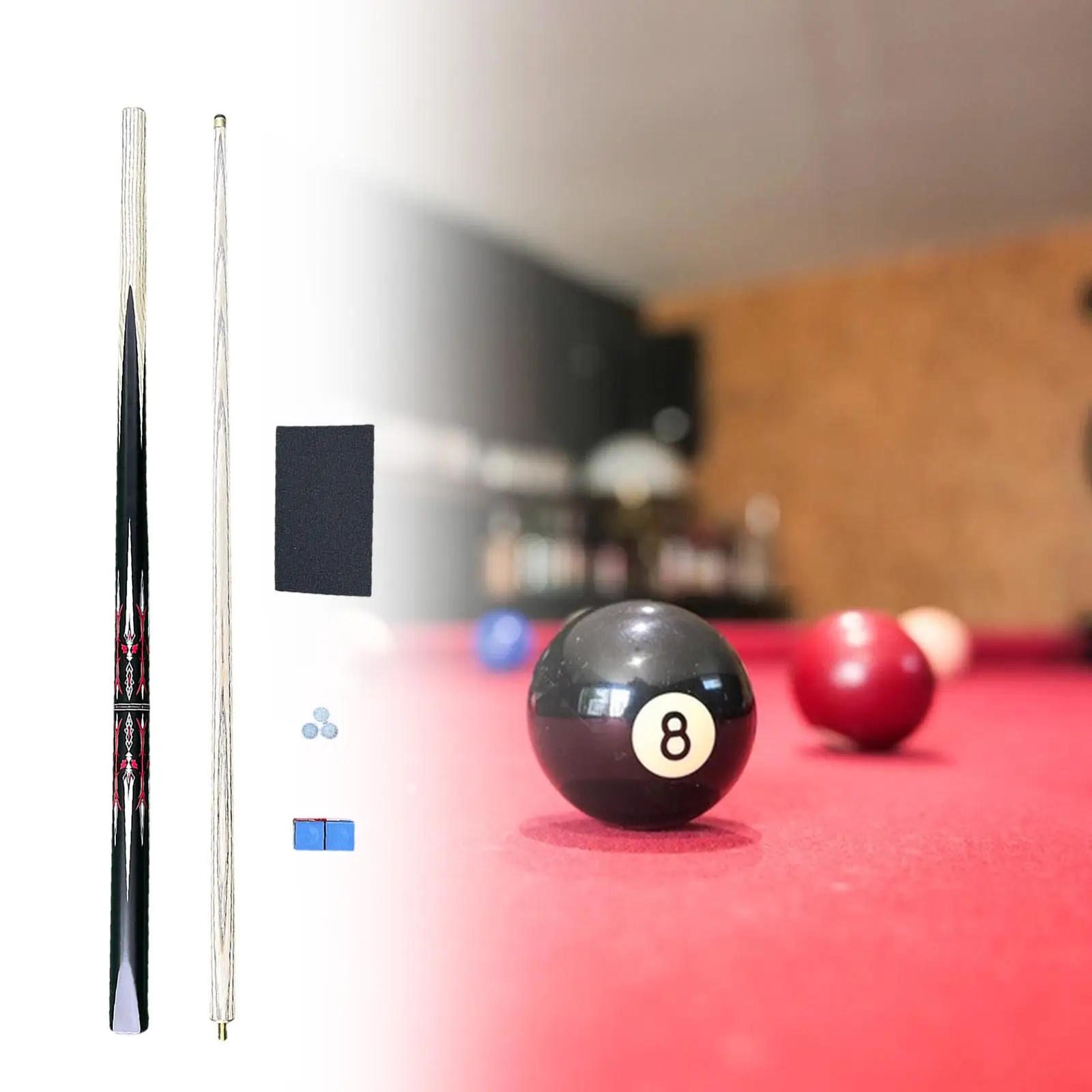 

Wooden Pool Cue Snooker Cue Full Size 57" Segmented Portable Billiard Cue for Adults Men Women Beginners Starters Competition