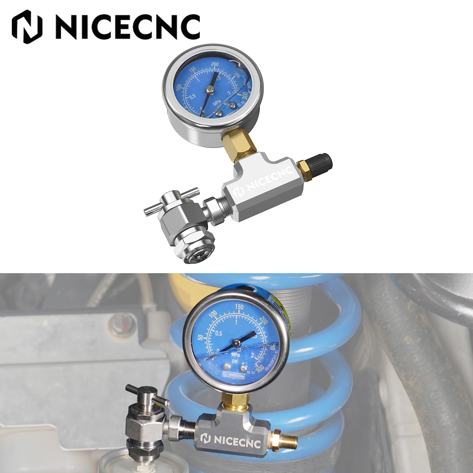 

300PSI Shock Nitrogen Filling Tool Schrader Valve For Yamaha Raptor Arctic Cat Can Am Polaris RZR KTM Suzuki Honda Kawasaki BMW