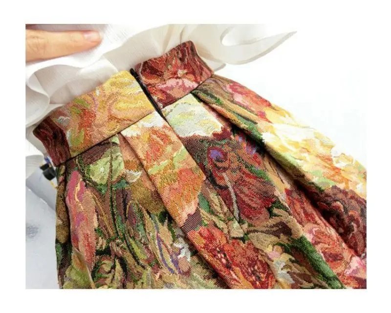 Blumen elegant schick hohe Taille Ballkleid A-Linie losen Damen rock knielange lange Röcke für Damen bekleidung Mode – Detail 6