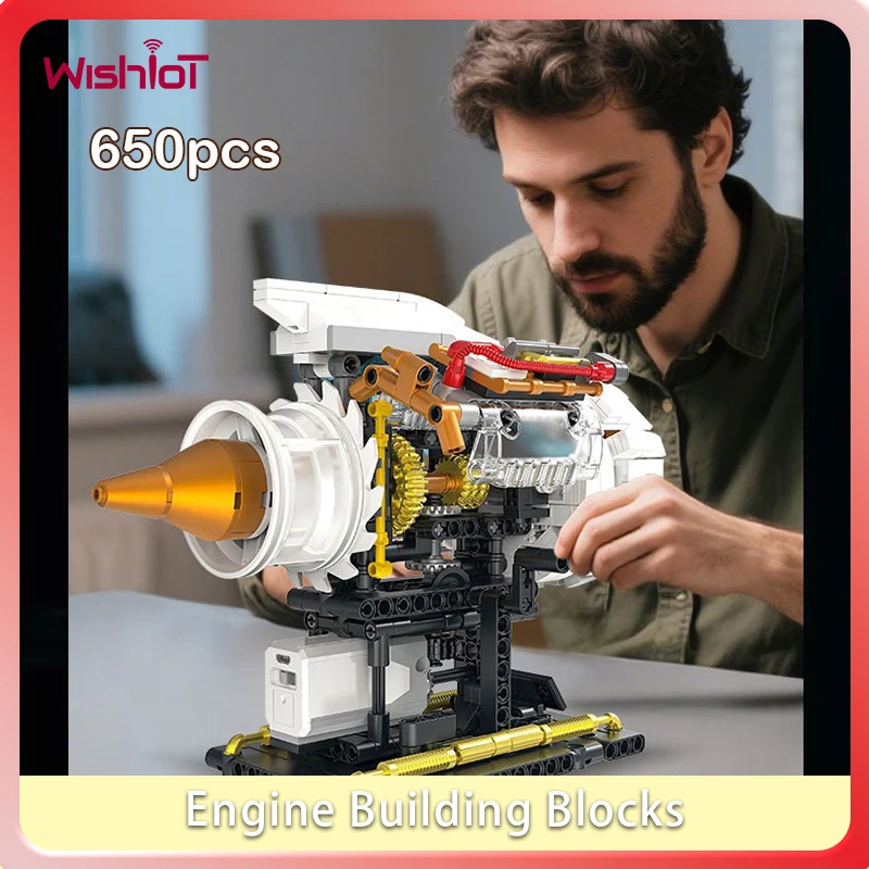 

Aviation Turbofan Electric Engine Building Blocks Ornaments Small Particle Technocal Bricks Creative Educational Child Toys Gift