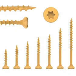 50/100pcs Coarse Thread Deck Screws Star #8  Flat Head Rust Resistant Rpoxy Coated Bronze Bit, Including Wood Fasteners