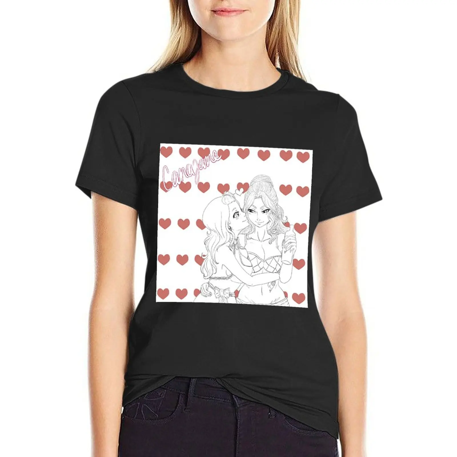 canajane valentine T-Shirt anime clothes plain tight shirts for Women