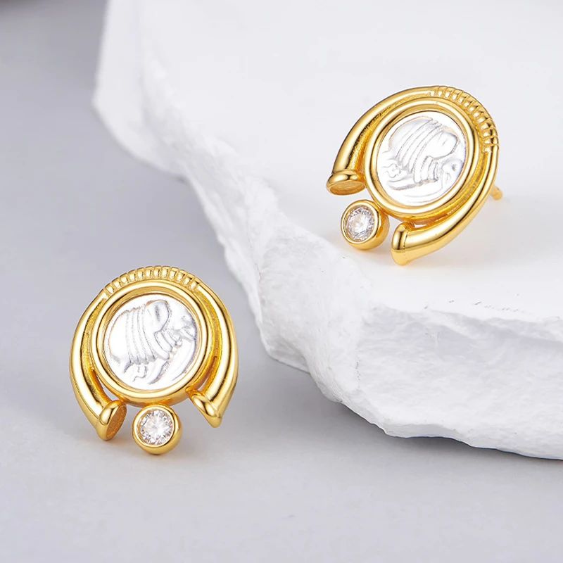 925 Sterling Silver Two Tone Relief Elephant Small Earrings For Women Moissanite Stone Shiny Chic Luxury Earring 2024 New Gift