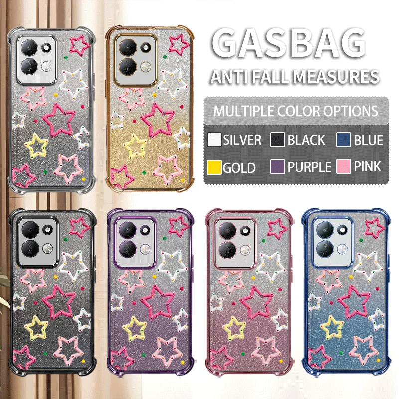 Glitter Plating Cover For Xiaomi Redmi 17 5G 4G Case TPU Four-corner Shockproof Loving Heart Pattern Fundas view 2