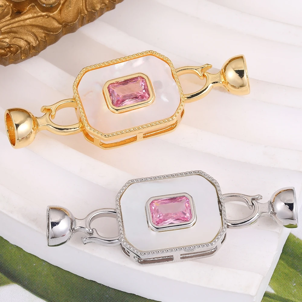 Juya DIY 18K Gold Plated Fittings Connector Fastener Lock Closure Clasps Accessories For Needlework Pearls Jewelry Making