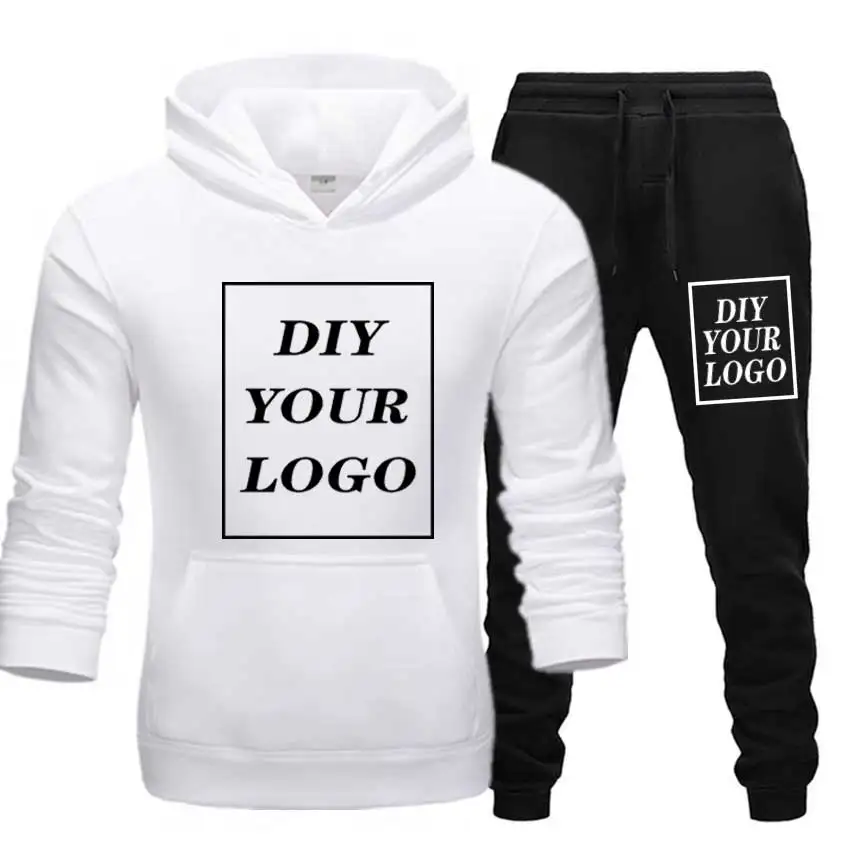 

Custom Logo Printed Hooded Jacket and Pants Padded SweatshirtComfortable Unisex DIY Logo Streetwear Sportswear Suit