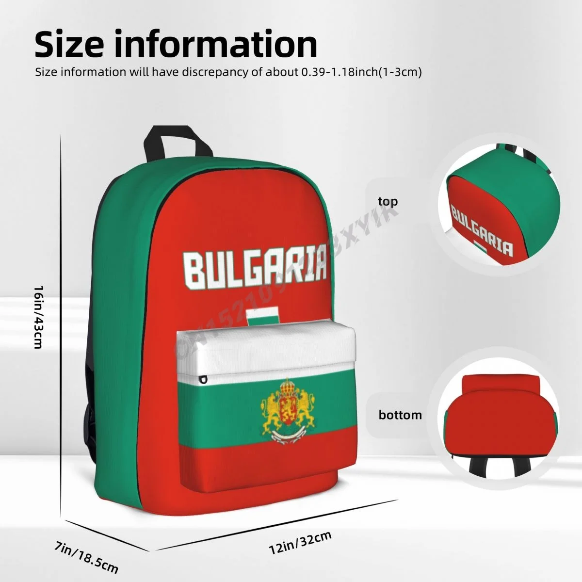 Plecak Unisex Flaga Bułgarii Bułgarski Haft Torba Szkolna Torba Kurierska Etui na Laptopa Torba Podróżna Mochila Prezent