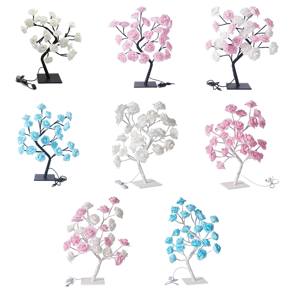 Lighted Artificial Bonsai Tree Lights Colorful Rose Tree Lamp With Remote Control Lighted Colorful