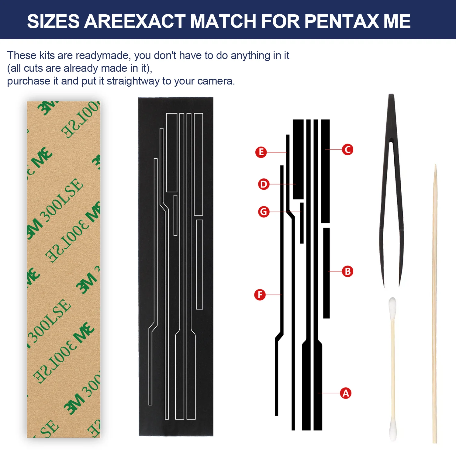 Pentax ME ME Super MG MV1 Camerakwaliteit Neopreen Lichte afdichting Schuim Vervang spons Voorgesneden blad 3-kits Fotograafaccessoire