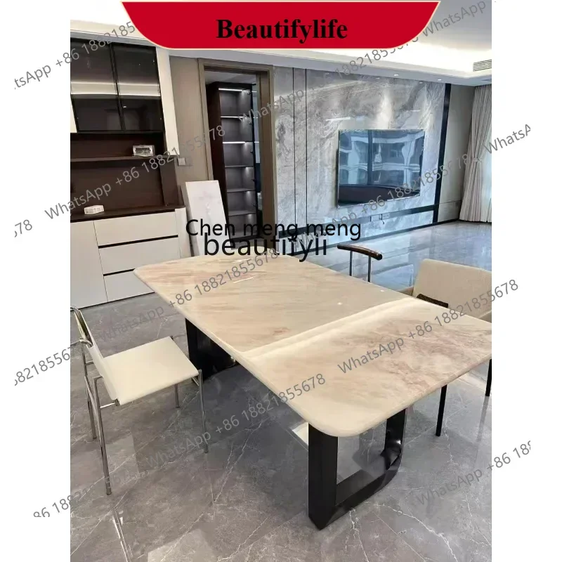 

z183 5 Imported rose rainbow luxury stone dining table natural marble dining table premium dining table