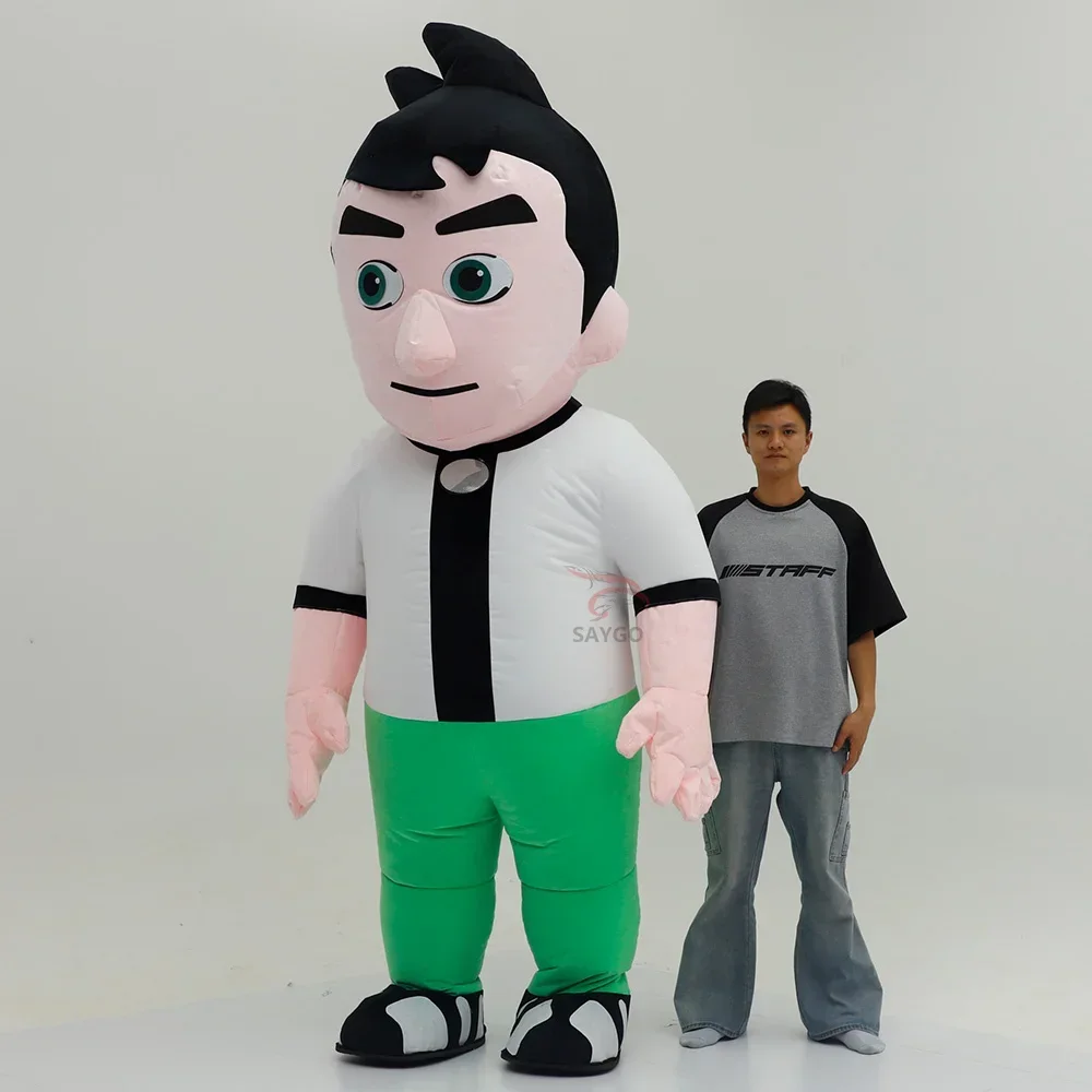 

Ben Inflatable Boy Mascot Costume Cartoon Character Outdoor Cosplay Adult Wear No Battery