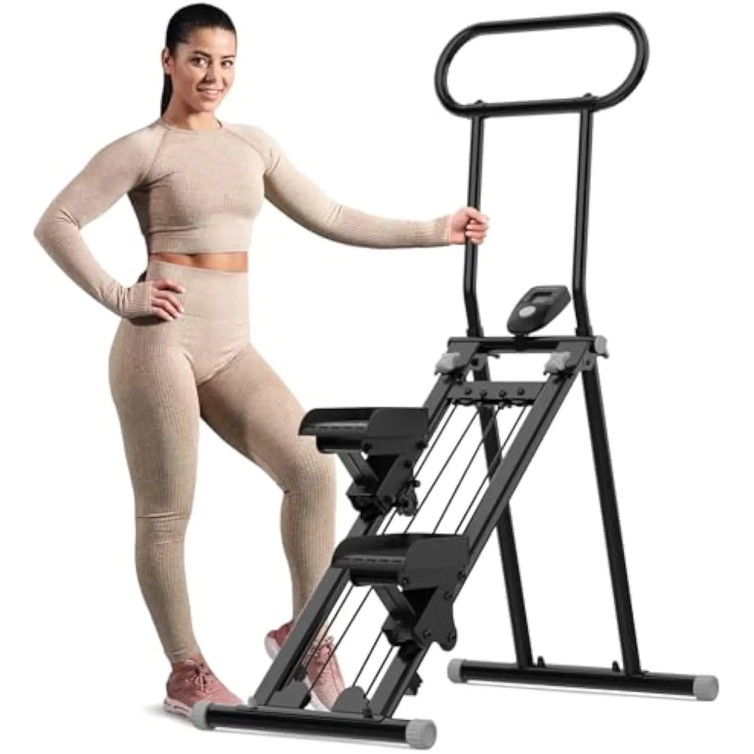 Treppen stepper für zu Hause, zusammen klappbarer Cardio-Treppen steiger für Ganzkörper training, vertikales Kletterer-Trainings gerät mit verstellbarem Han