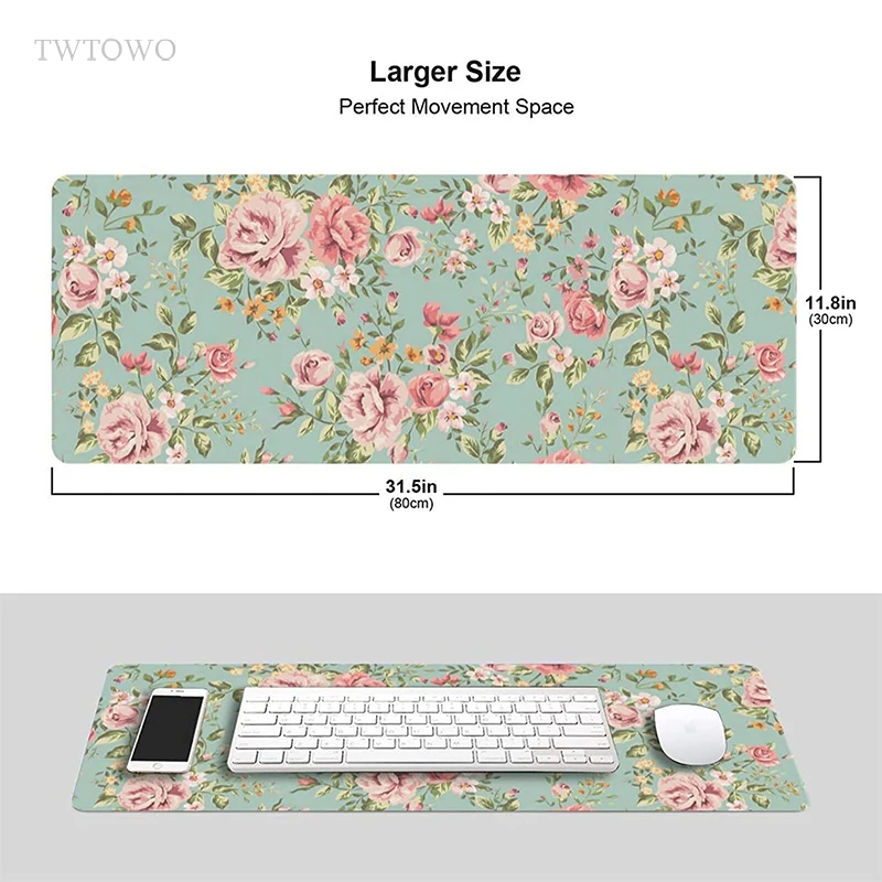 Pink Flower Aesthetics Mouse Pad Gamer XL Large New Custom Mousepad XXL Playmat Carpet Office Soft Computer Mice Pad Table Mat