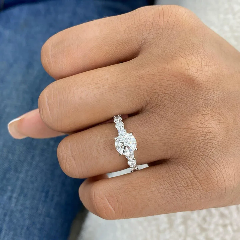 

14K White Gold 1Ct EF/VS Round Cut CVD&HPHT Lab Grown Diamonds Engagement Ring IGI Certified For Women