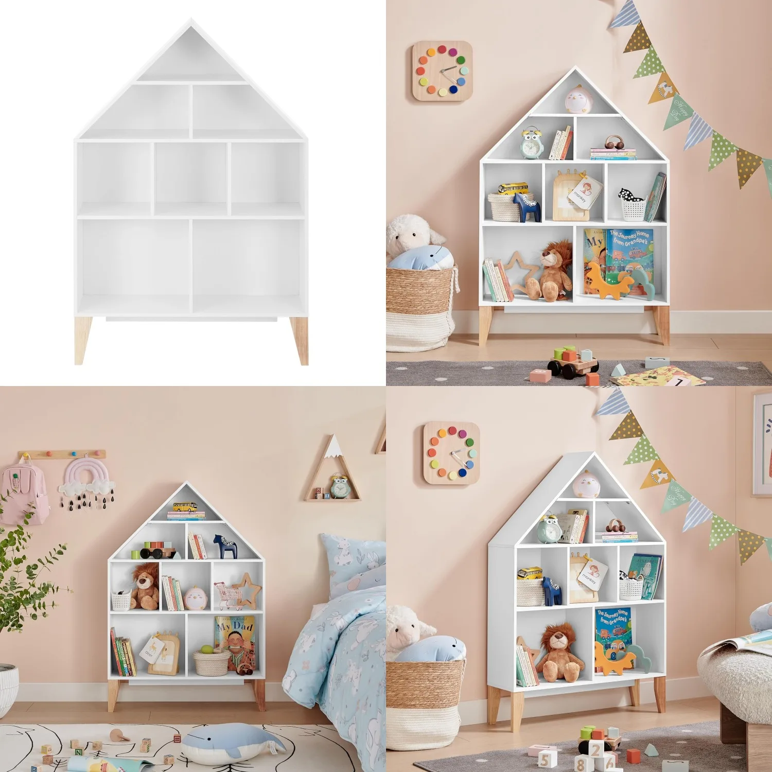 

. Стеллаж Steiner White Dollhouse с 8 отделениями для детских книг или игрушек, отдельно стоящая книжная полка с ножками из бука, на заказ