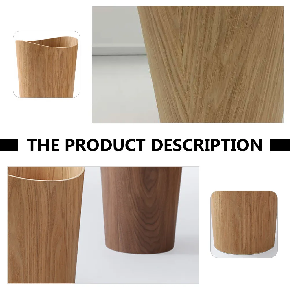 

1Pcs Sturdy Wooden Garbage Can Nordic Design Load Bearing Trash Container Easy Clean Home Organization Waste Bin for Bedroom