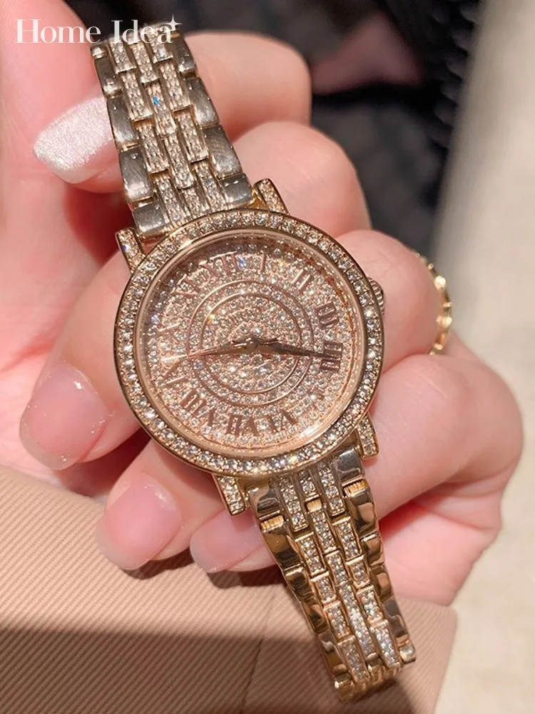 

Офисные женские деловые часы с блестящими бриллиантами, подарок на день рождения, ювелирные изделия, вечерние женские аксессуары, роскошные кварцевые часы