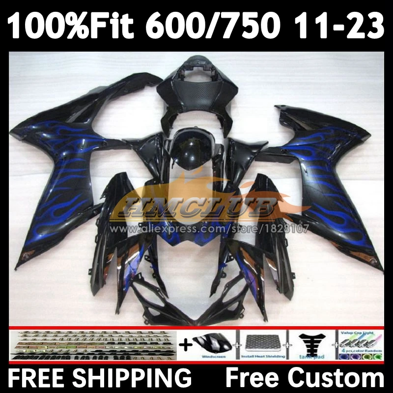 Blue flames Body For SUZUKI GSXR 600 750 2018 2019 2020 2021 2022 2023 17No.12 K11 GSXR600 GSXR750 18 19 20 21 22 23 24 Fairing