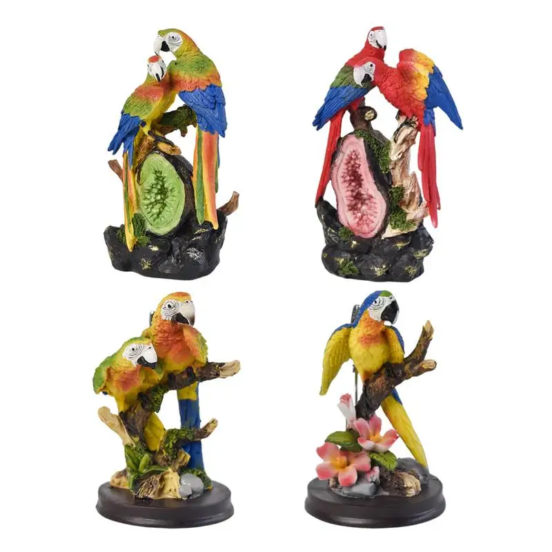 Macaw Statue Tropical Birds Figurines Resin 7.2 Inch Garden Statues Realistic Bird Figurine Waterproof Large Parrots Animal