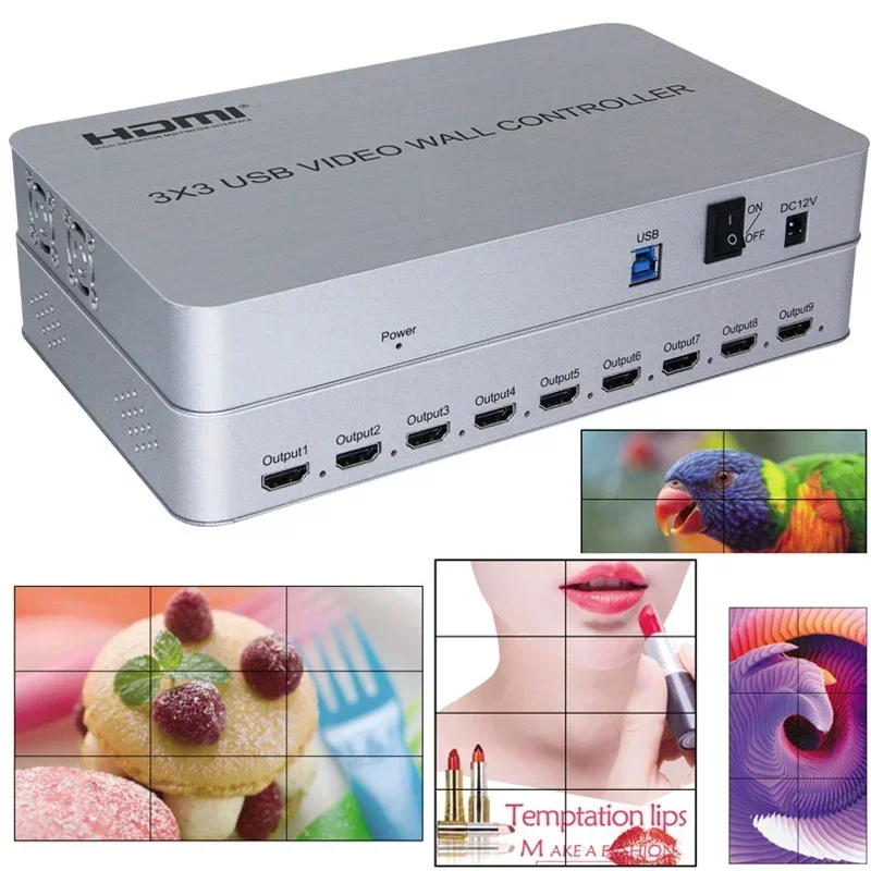 

3x3 USB HDMI Video Wall Controller Multi Monitor Splicing Processor 1X2 2x2 2x3 3X2 4X2 3X1 2x4 3x3 1x5 4 6 9 TV Screen Splicer