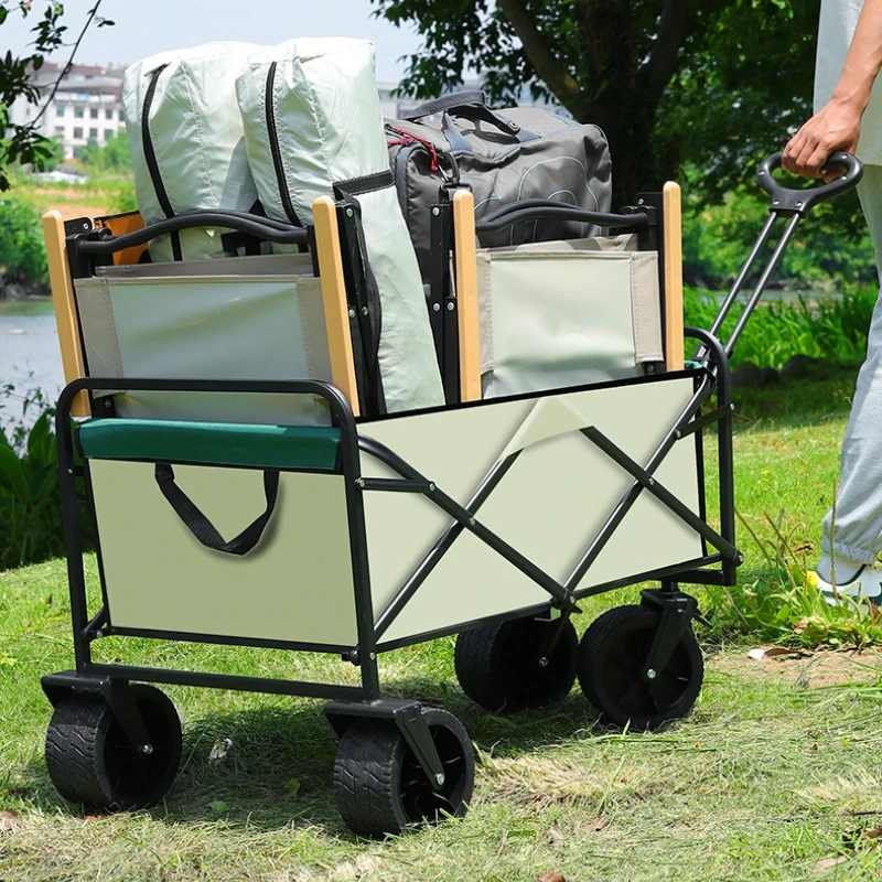 Portable Foldable Camping Cart Lightweight Outdoor Grocery Cart Travel Companion Picnic Camping Cart Shopping Trolley