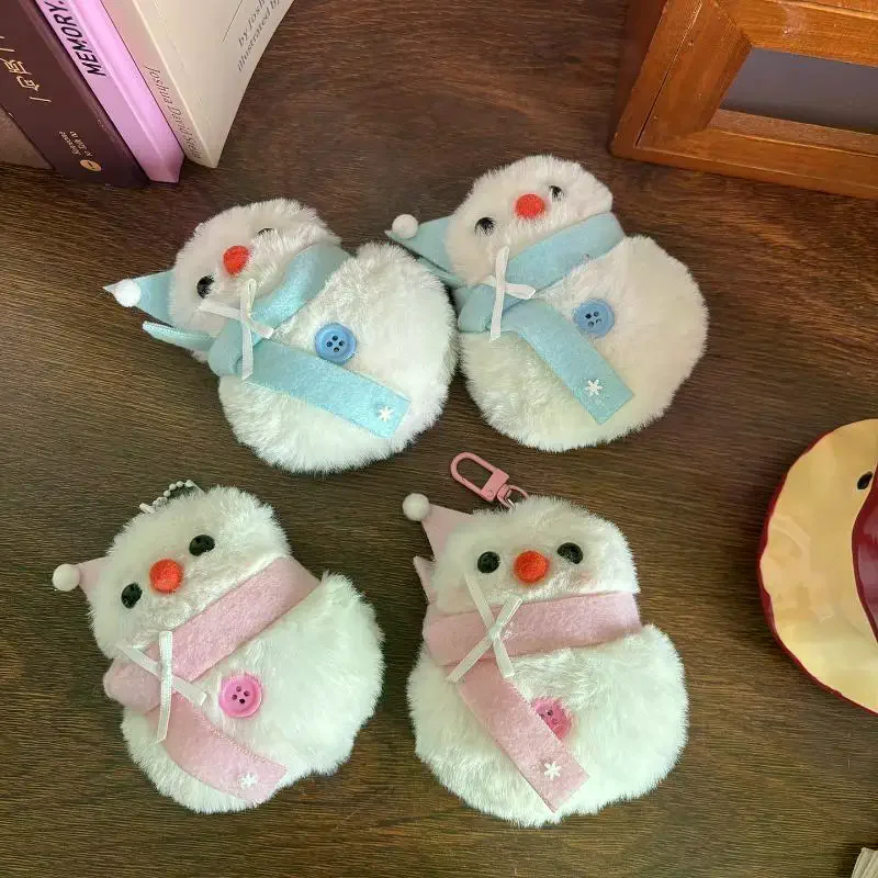Mignon flocon de neige écharpe bonhomme de neige en peluche poupée porte-clés Kawaii bonhomme de neige hiver en peluche jouet sac à dos pendentif accessoires cadeaux