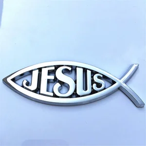 3D İSA Balık Araba Sticker, Krom, Gümüş El Sanatları, Hıristiyan, BARIŞ sembolü, İNANÇ ve 3D Çıkartması Rozeti Oto Aksesuarları, 14x4. 5 cm, 1 Adet 6 Büyük balık satışı bir hıristiyan no. 2
