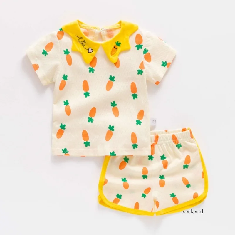 Summer Baby Set Cotton Sleeve Tops+shorts Newborn Girl Tshirt Pants Infant Kids Boys Girls Clothes Suit