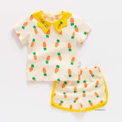 Summer Baby Set Cotton Sleeve Tops+shorts Newborn Girl Tshirt Pants Infant Kids Boys Girls Clothes Suit