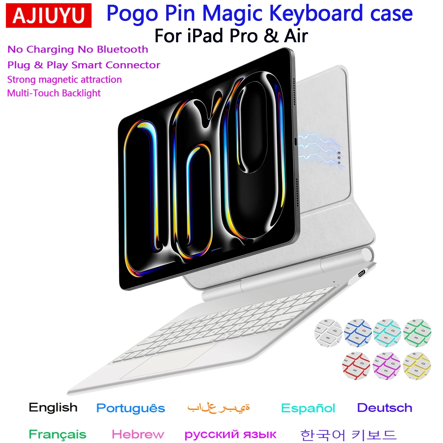 Pogo Pin Magic Keyboard Case for iPad Pro 11 13 2025 M5 M4 iPad Air 4/5/6 11 13
