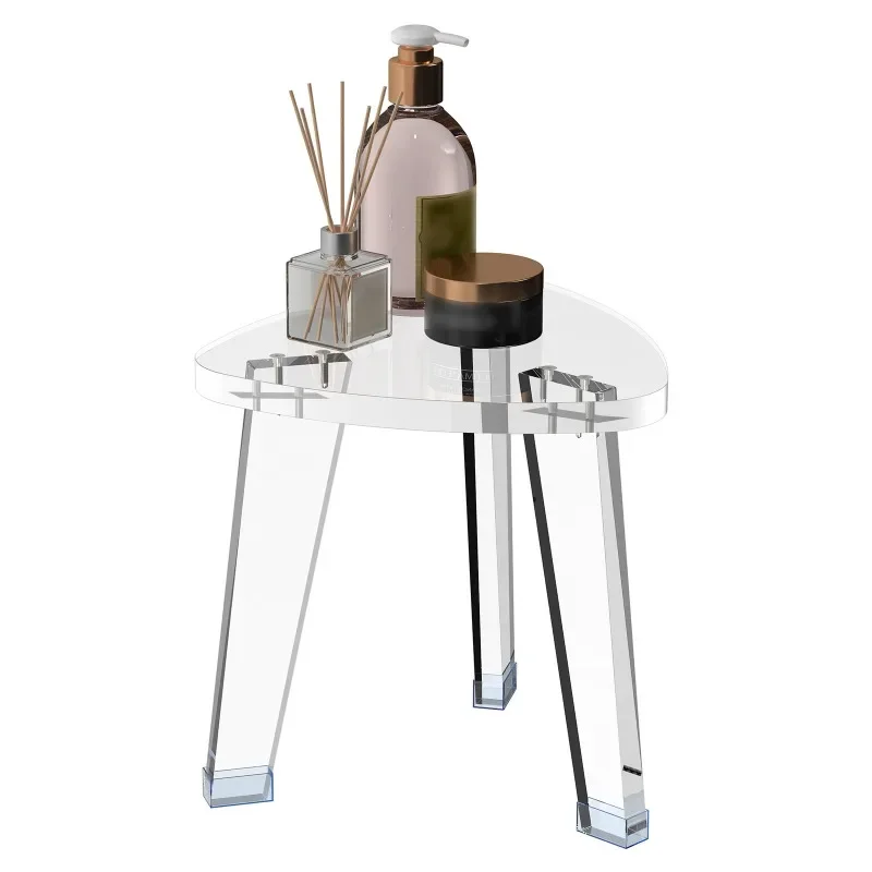 Acrylic triangular bathroom stool, short transparent non-slip pedal