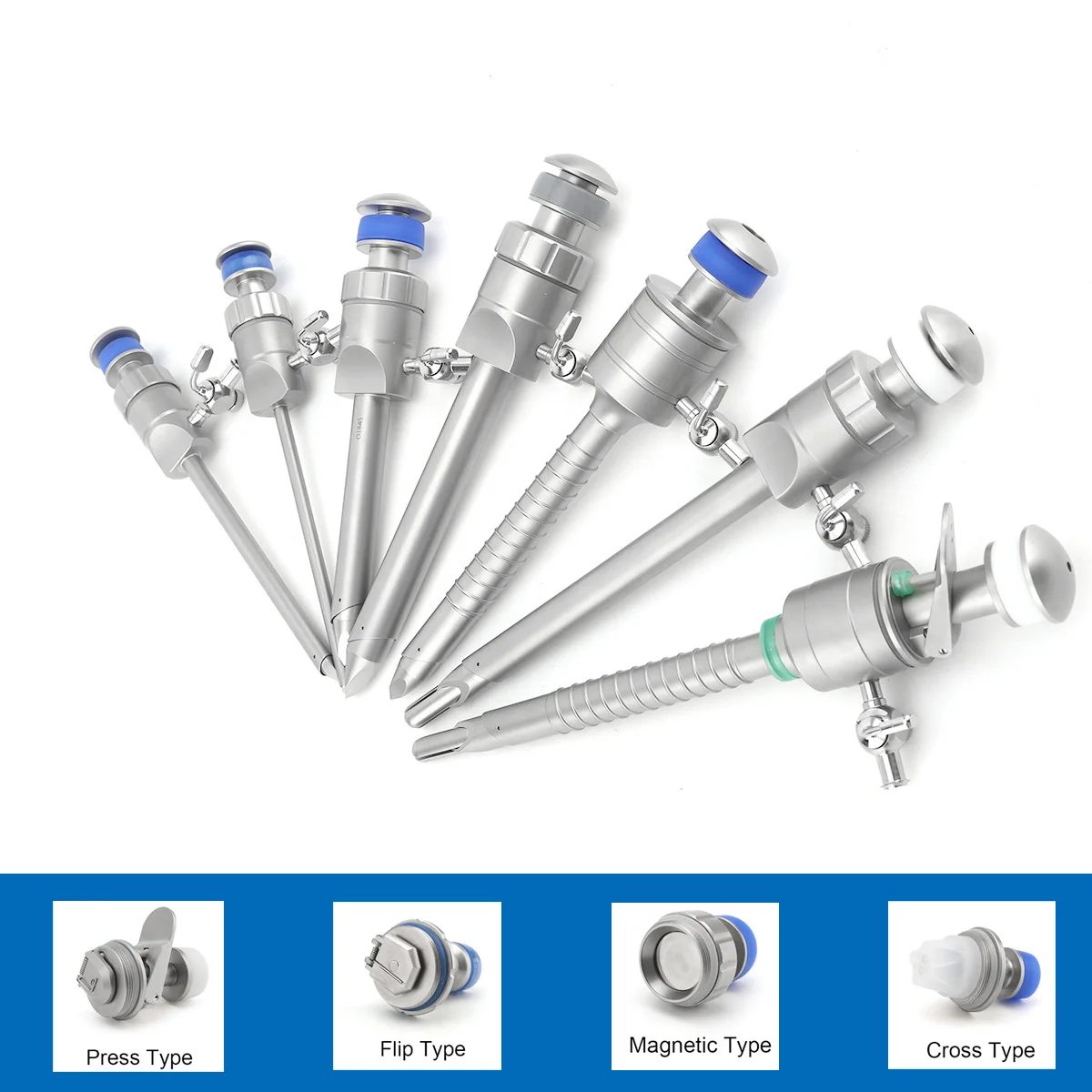 Trocar de laparoscopia médica de 5mm y 10mm, juego de instrumentos de trocar laparoscópico reutilizable Abdominal, trocares de cirugía laparoscópica