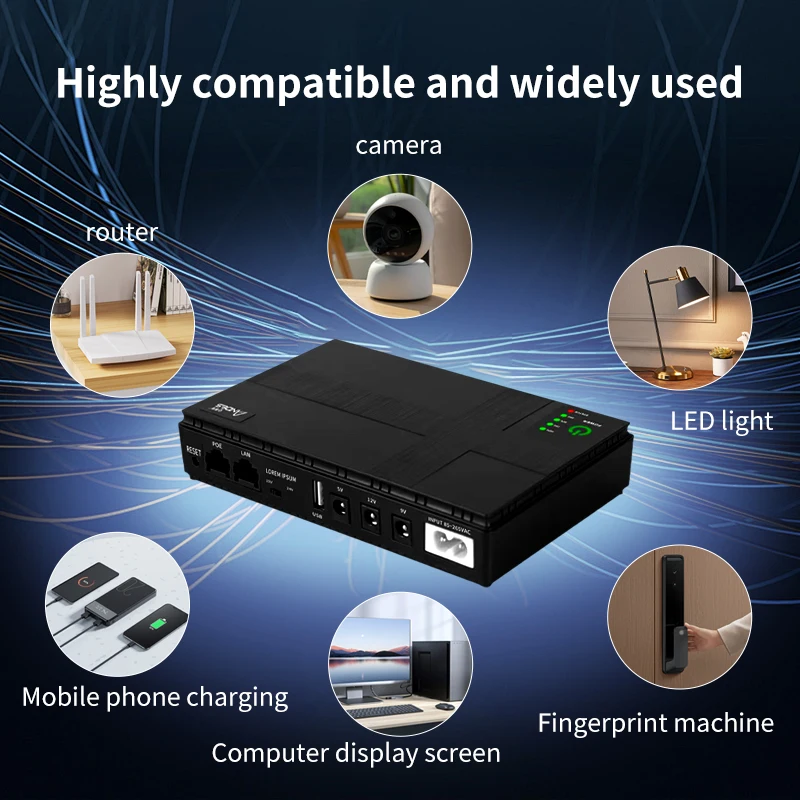 36W 10400 mAh DC UPS Mini Uninterruptible Power Spare battery 5v 9v 12v 220v Home Router Modem Wifi Switch POE built-in Adapter