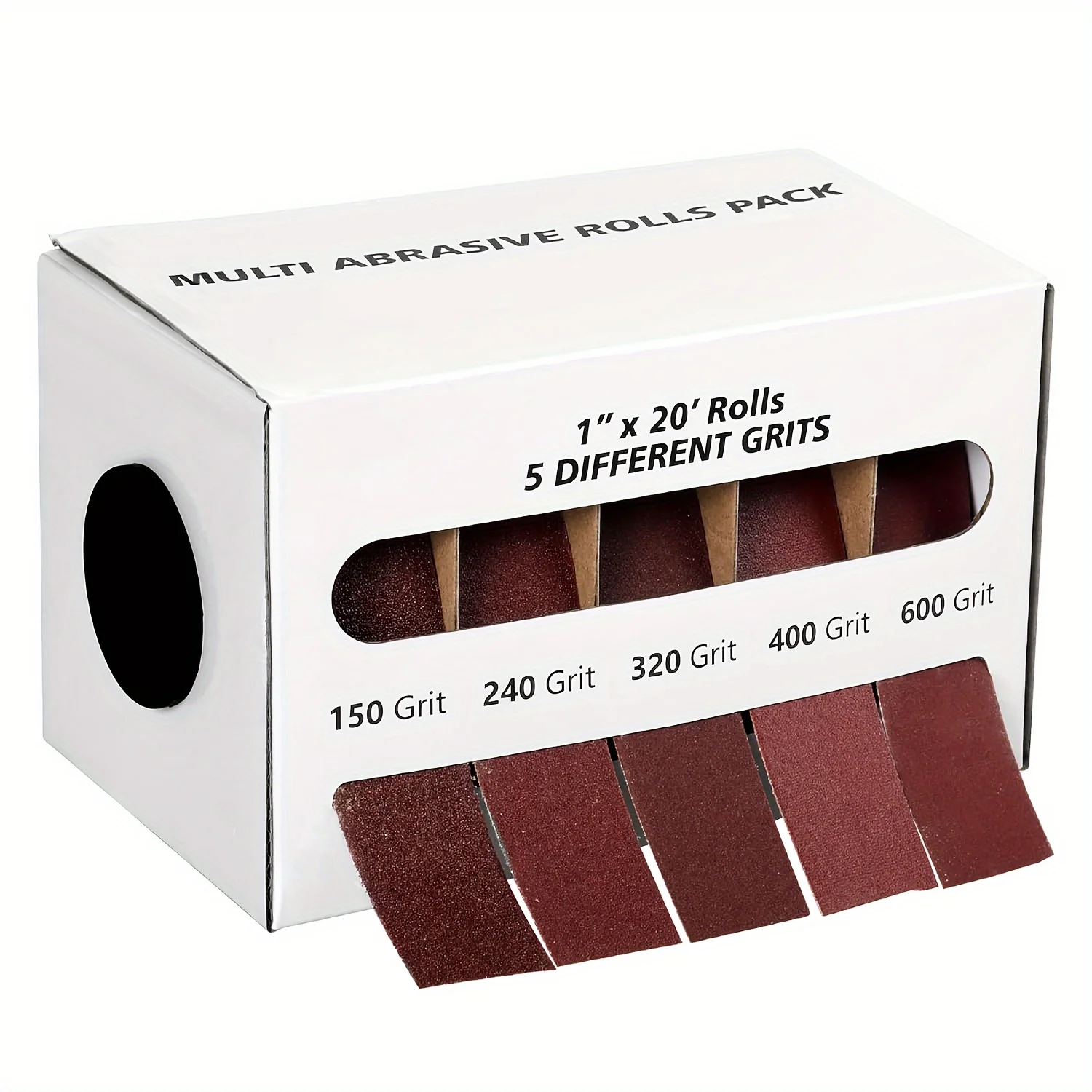 Diamantdoekrollen, 80/150/240/320/400/600 grit schuurpapierrollen Metalen schuurlinnen met dispenser, schuurpapier van aluminiumoxide