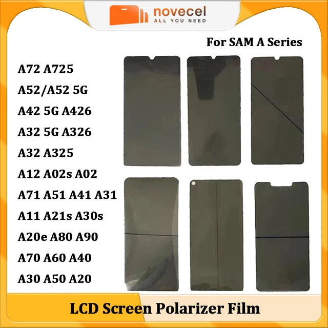 Novecel 10 szt. Oryginalny Ekran LCD OLED Polaryzator Folia Filtr LCD Części Zamienne Do Samsung Galaxy A71 A80 A21s A30s A32 A52 A31