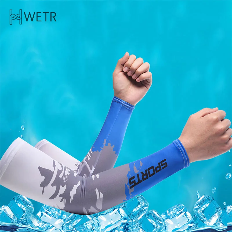 Ice Silk Arm Sleeves Cover Sports Running UV Sun Protection Outdoor Men Fishing Cycling Sleeves