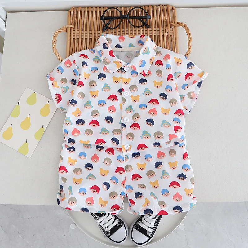 MILANCEL 1-5Y Kids Clothing Set Colorful Cartoon Tee And Shorts 2PCS Cool Boys Clothes Suit Cool Girls Outfit