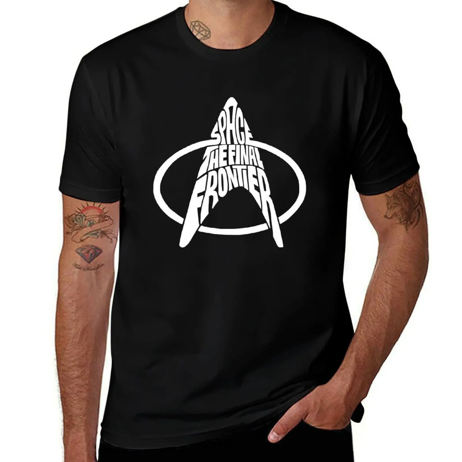 Star Trek Space The Final Frontier White T-Shirt Large Size Basic Casual T-Shirt