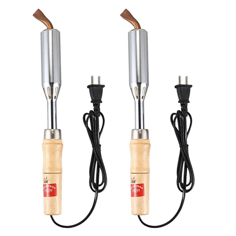 2X 200W Insulated Wooden Handle Electric Iron High Power Soldering Iron Household Electrician Welding Iron US Plug