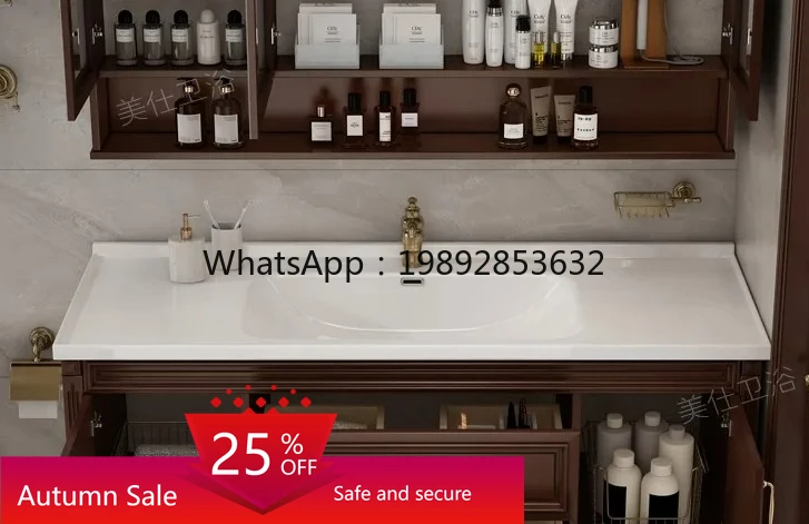 

oak bathroom cabinet combination ceramic integrated basin smart mirror bathroom cabinet floor-to-ceiling washbasin